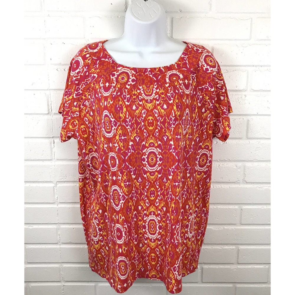 Jones New York Short Sleeve Stretch Printed Top